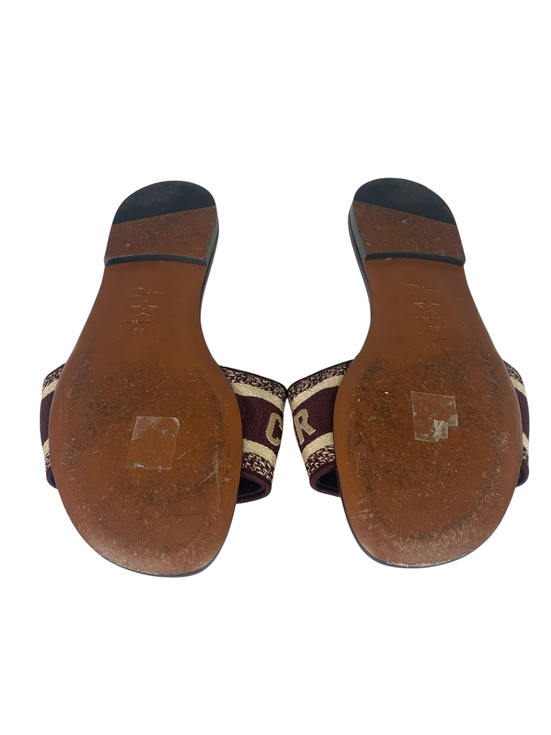 Christian Dior Paris Burgundy Slide Sandals