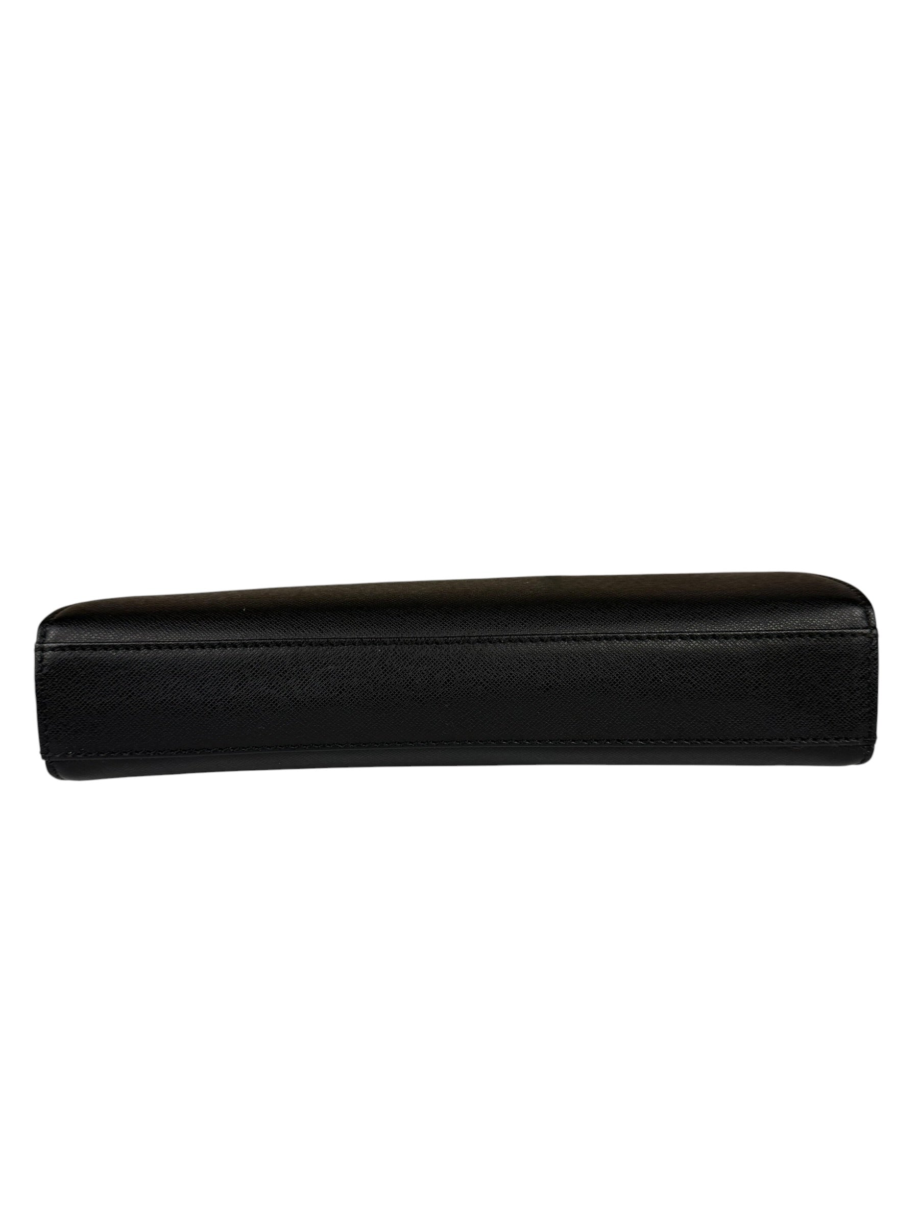 Burberry Black Leather Zip Clutch Pouch