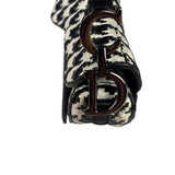 Christian Dior White/Black Leather Houndstooth Micro Saddle Bag