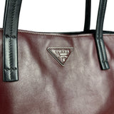 Prada Black/Burgundy Leather Shoulder Tote