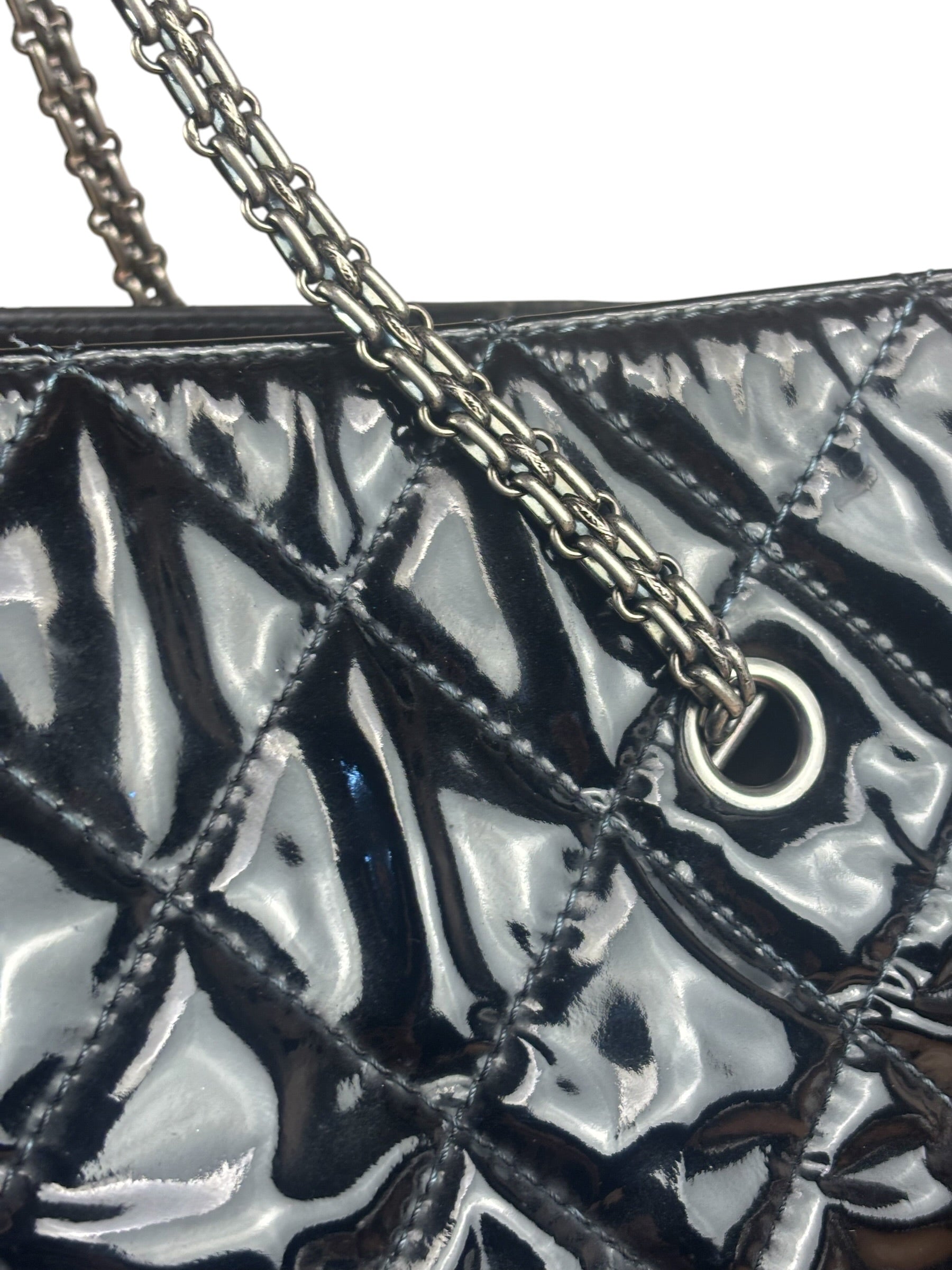 Chanel Black Patent Leather 2.55 Reissue Tote Bag 2010