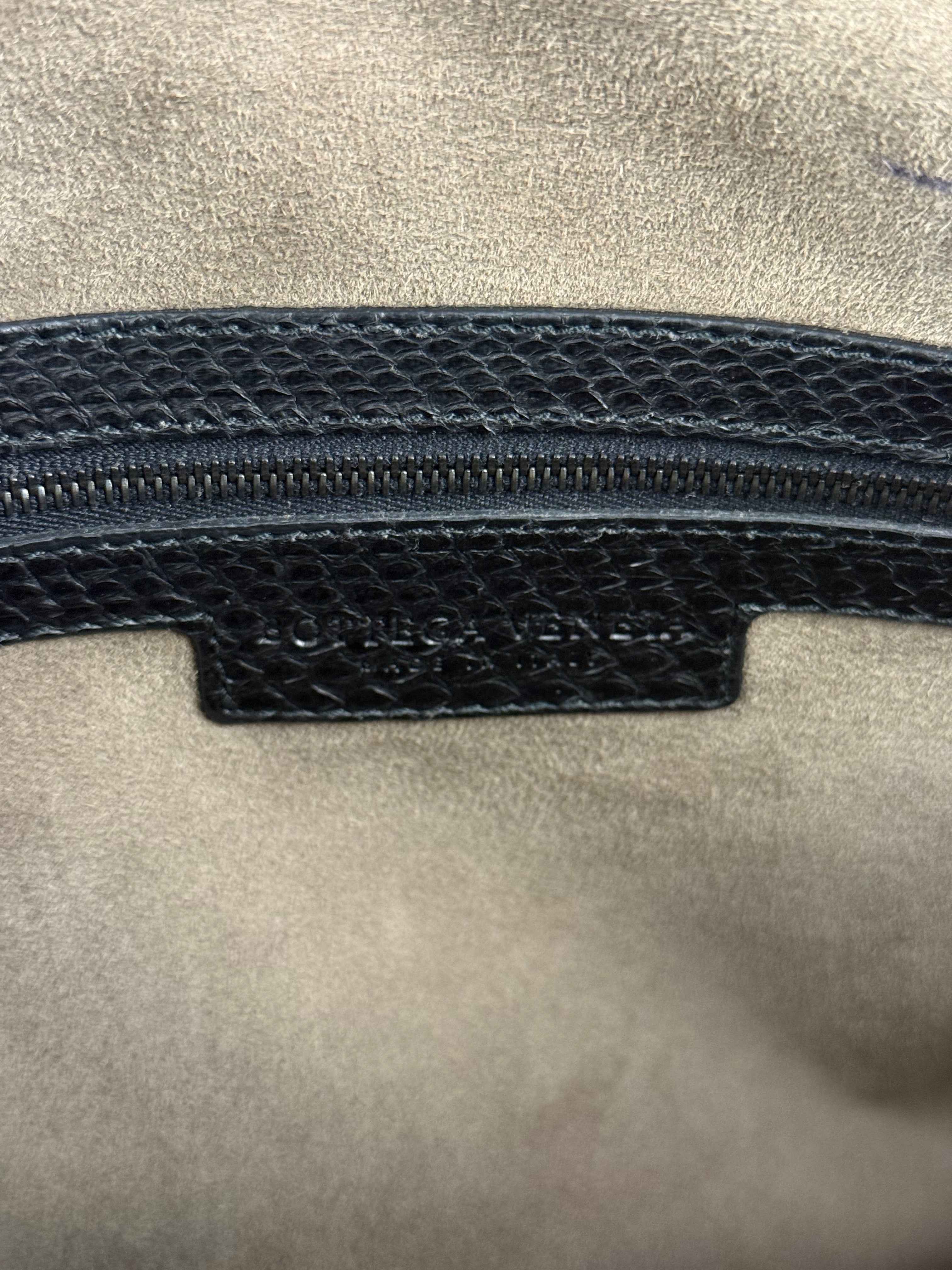 Bottega Veneta Black Snake Leather Brief Case