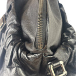 Burberry Black Ruched Leather Curzon Satchel Crossbody Bag
