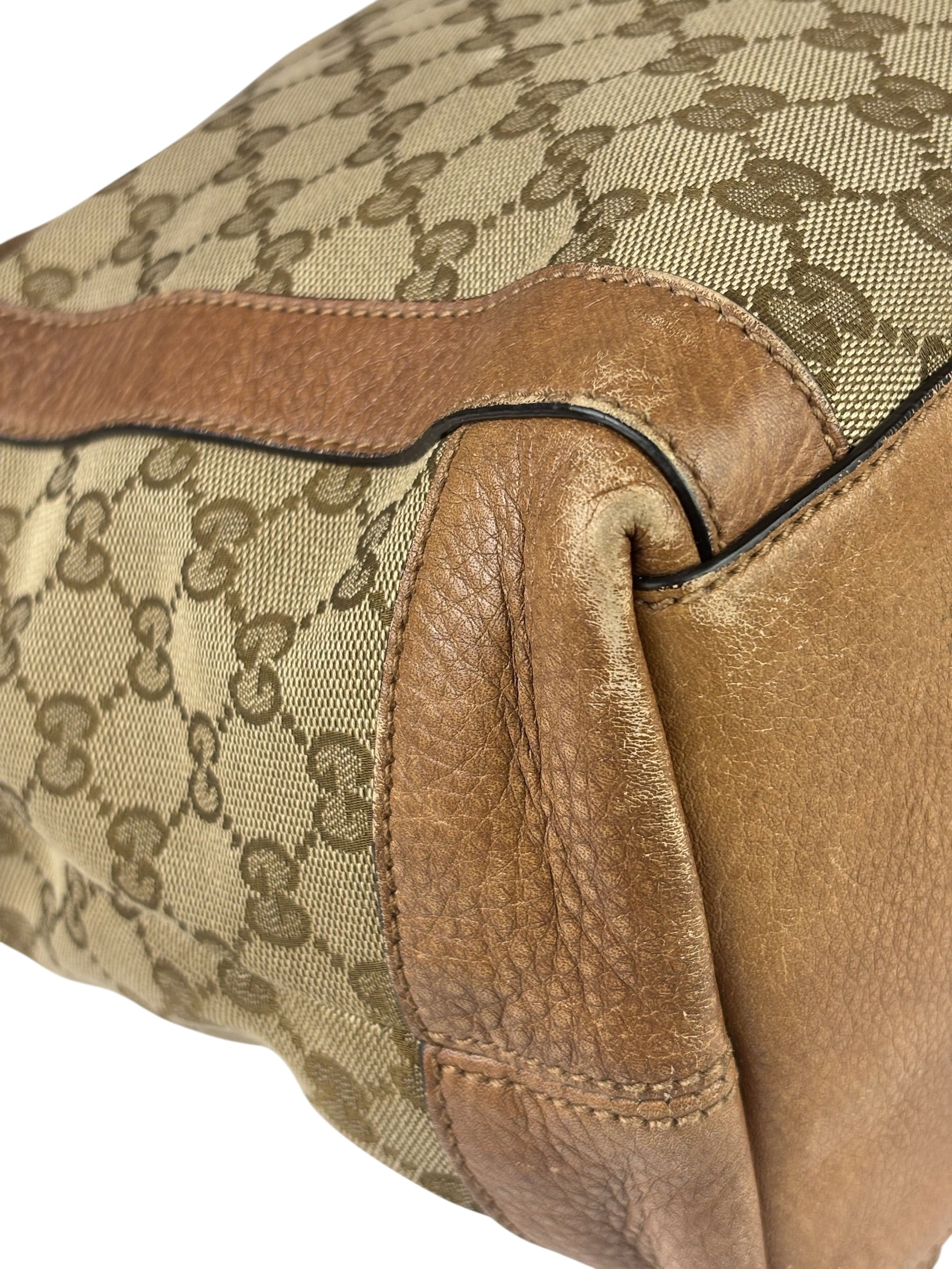 Gucci Beige/Brown Leather GG Satchel Two-Way Bag