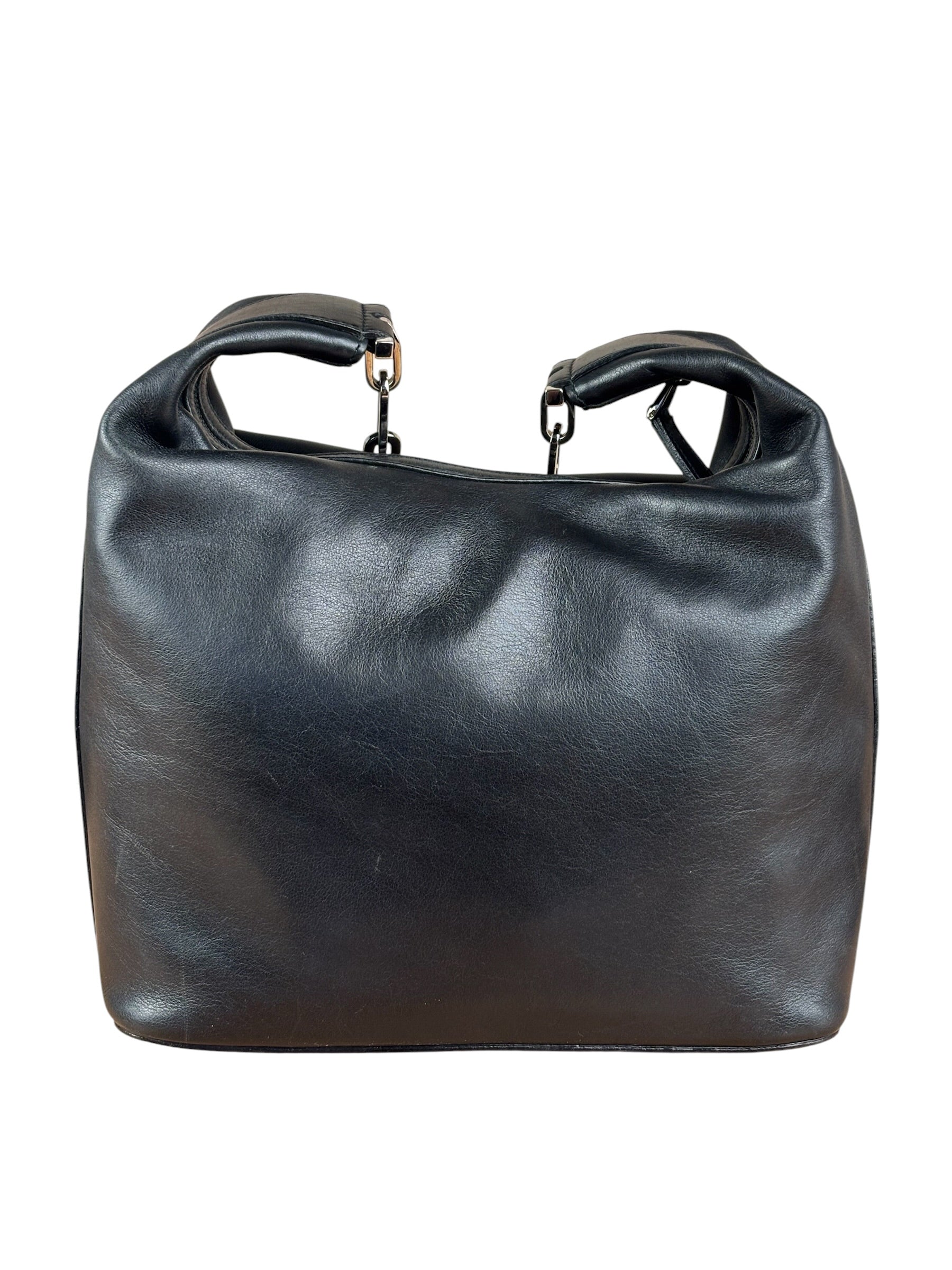 Gucci Black Leather Chain Hobo Bag
