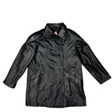 Vintage Black Vegan Leather Long Coat