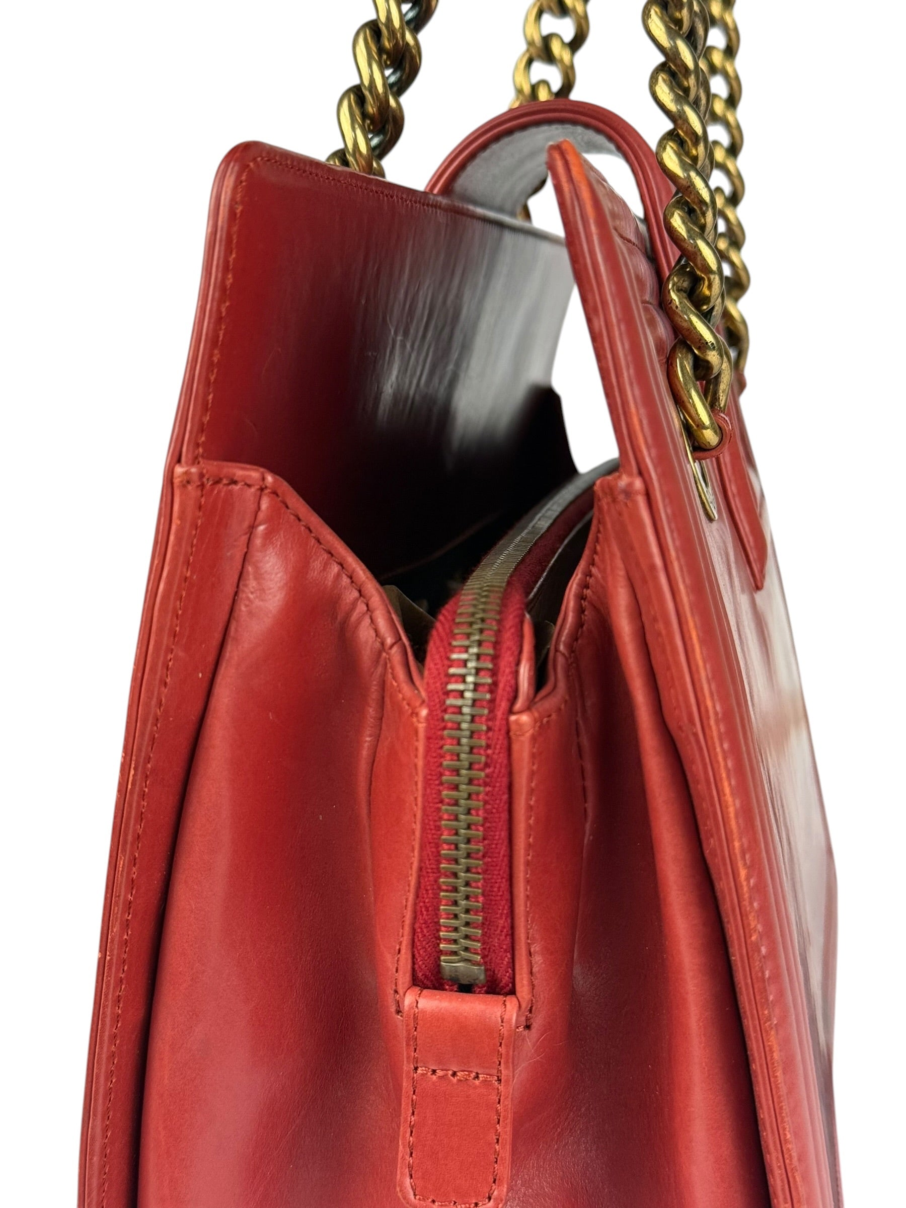 Chanel Red Leather Large Jetsetter Boy 2Way Handbag 2011