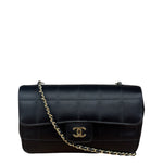 Chanel Black Satin Chocolate Bar Mini Chain Flap Bag 2010