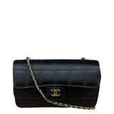 Chanel Black Satin Chocolate Bar Mini Chain Flap Bag 2010