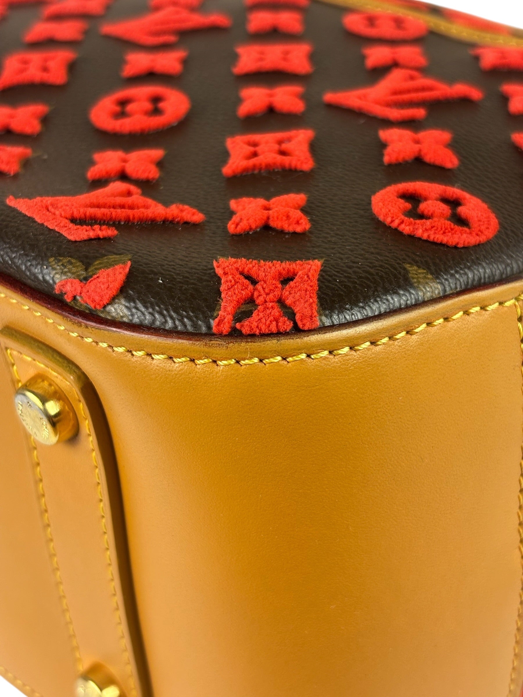 Louis Vuitton Red Tuffetage Cube Monogram Deauville