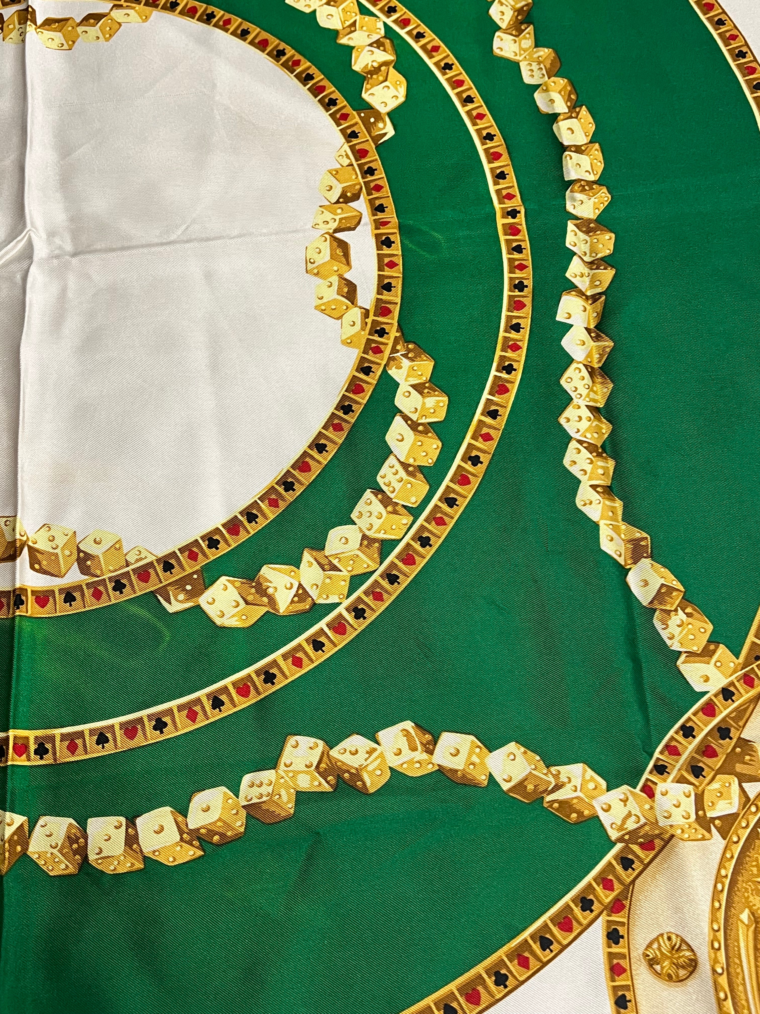 Christian Dior Green/Gold Poker Silk Scarf