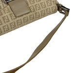 Fendi Grey Leather Trim Zucca Baguette