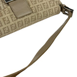 Fendi Grey Leather Trim Zucca Baguette