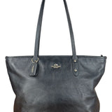 Coach Black Leather City Zip Tote Bag