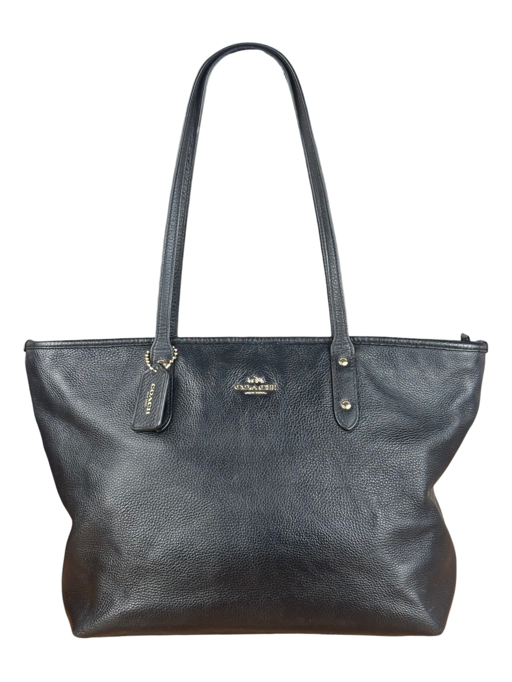 Coach Black Leather City Zip Tote Bag