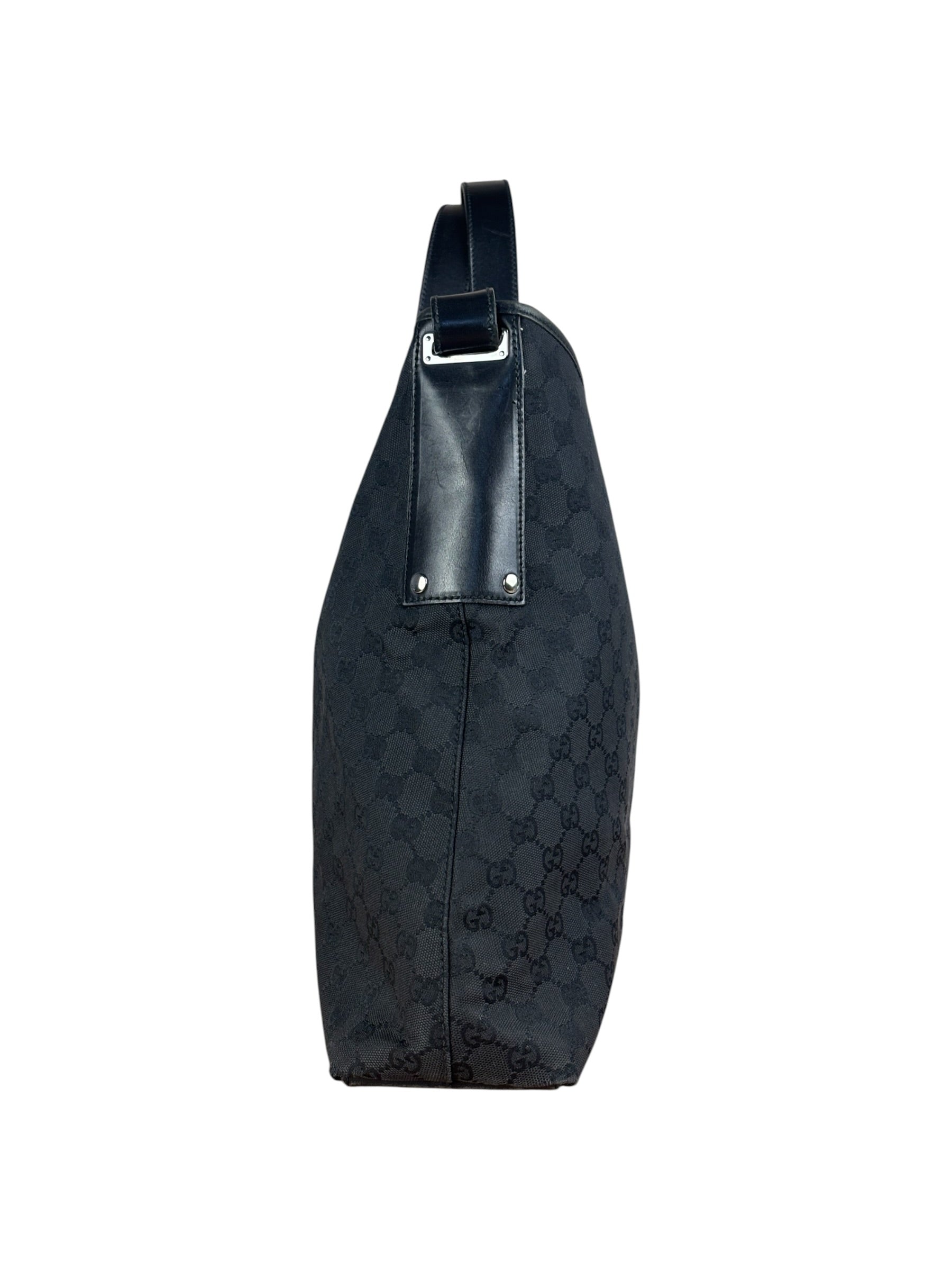 Gucci Trim Leather GG Monogram Jackie Hobo Shoulder Bag