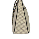 Chanel Beige/Black Leather Trim Diamond-Quilted Shoulder Bag 2002