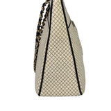 Chanel Beige/Black Leather Trim Diamond-Quilted Shoulder Bag 2002