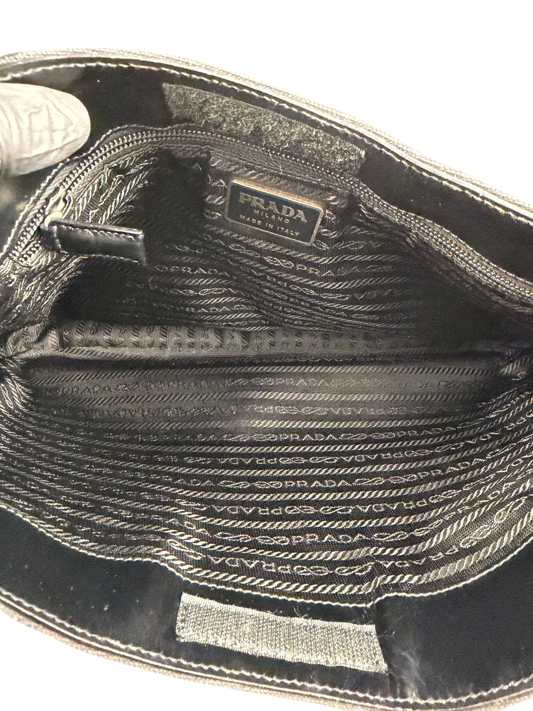 Prada Vintage Black Canvas Shoulder Bag