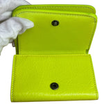 Balenciaga Fluo Neon Yellow Leather Cash Trifold Mini Wallet