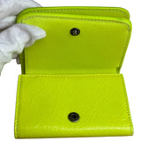 Balenciaga Fluo Neon Yellow Leather Cash Trifold Mini Wallet