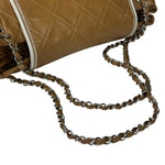 Chanel East/West Accordion Chain Beige Flap Bag 2008