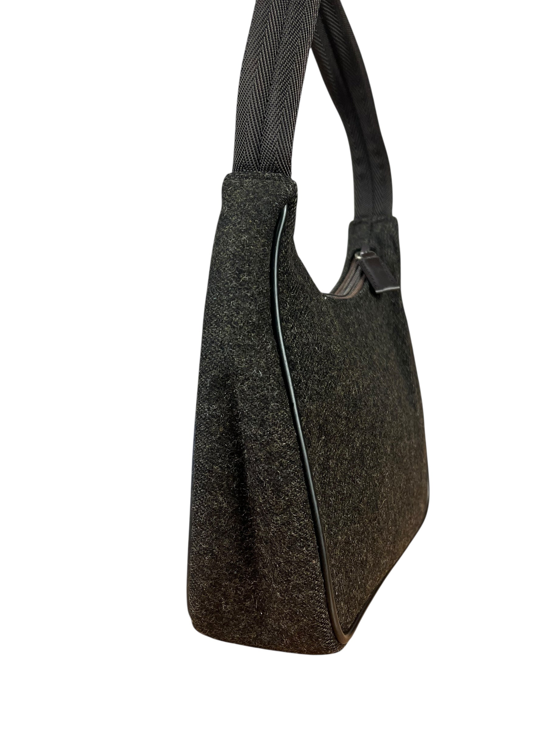 Prada Vintage Dark Grey Wool Pochette