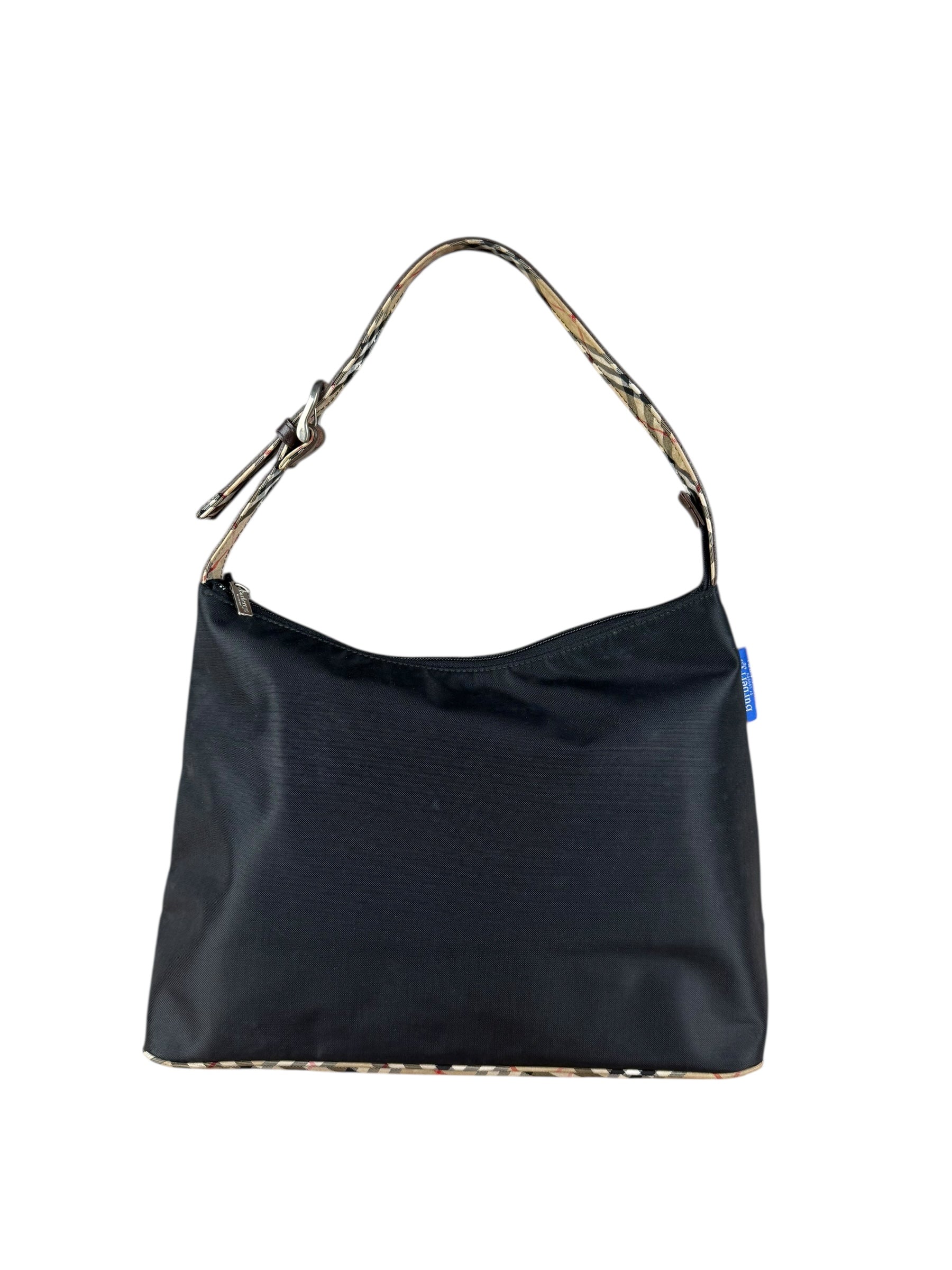 Burberry Nylon Check-Trimmed Shoulder Bag