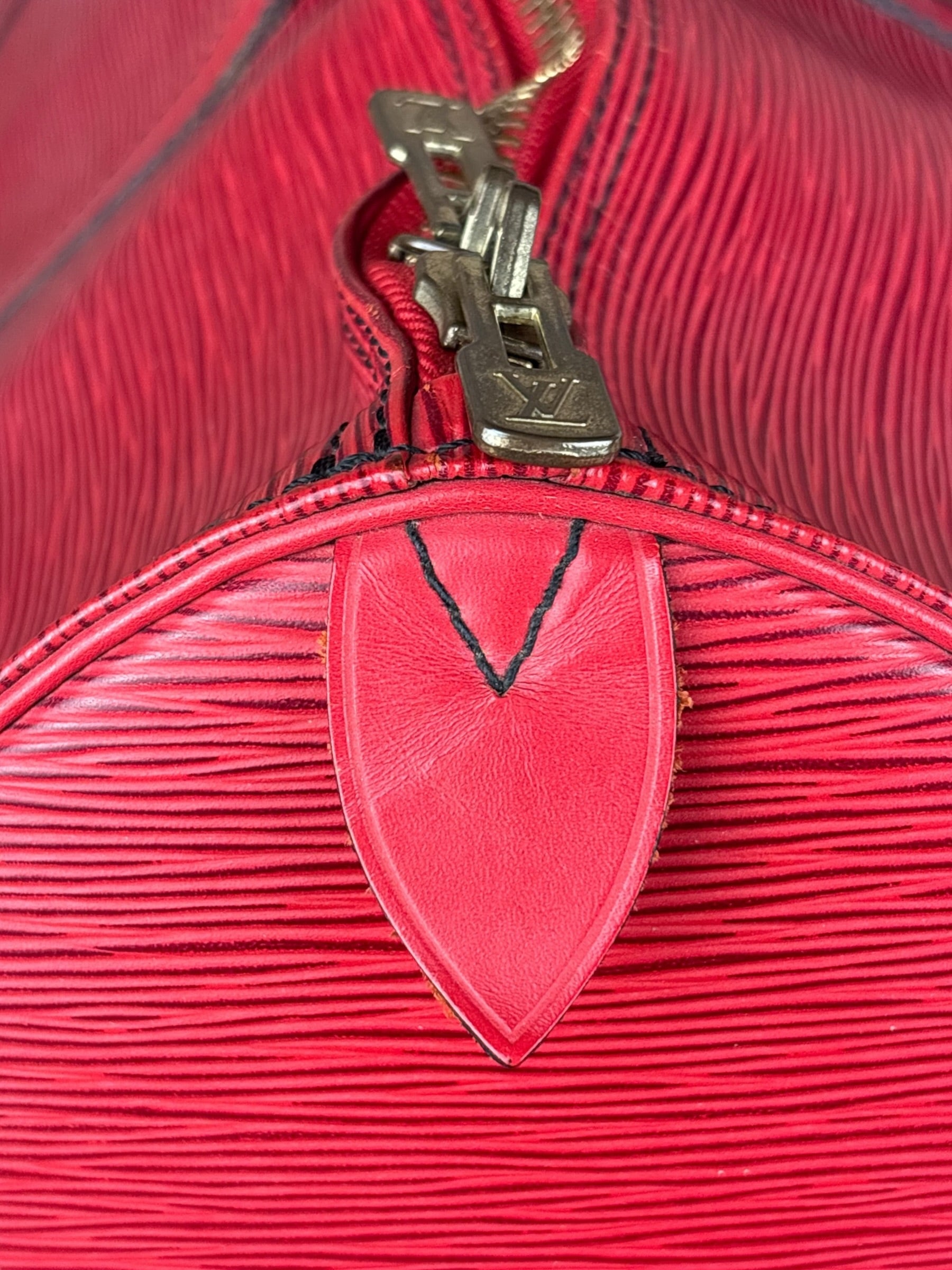 Louis Vuitton Red Epi Keepall Duffel Hand Bag