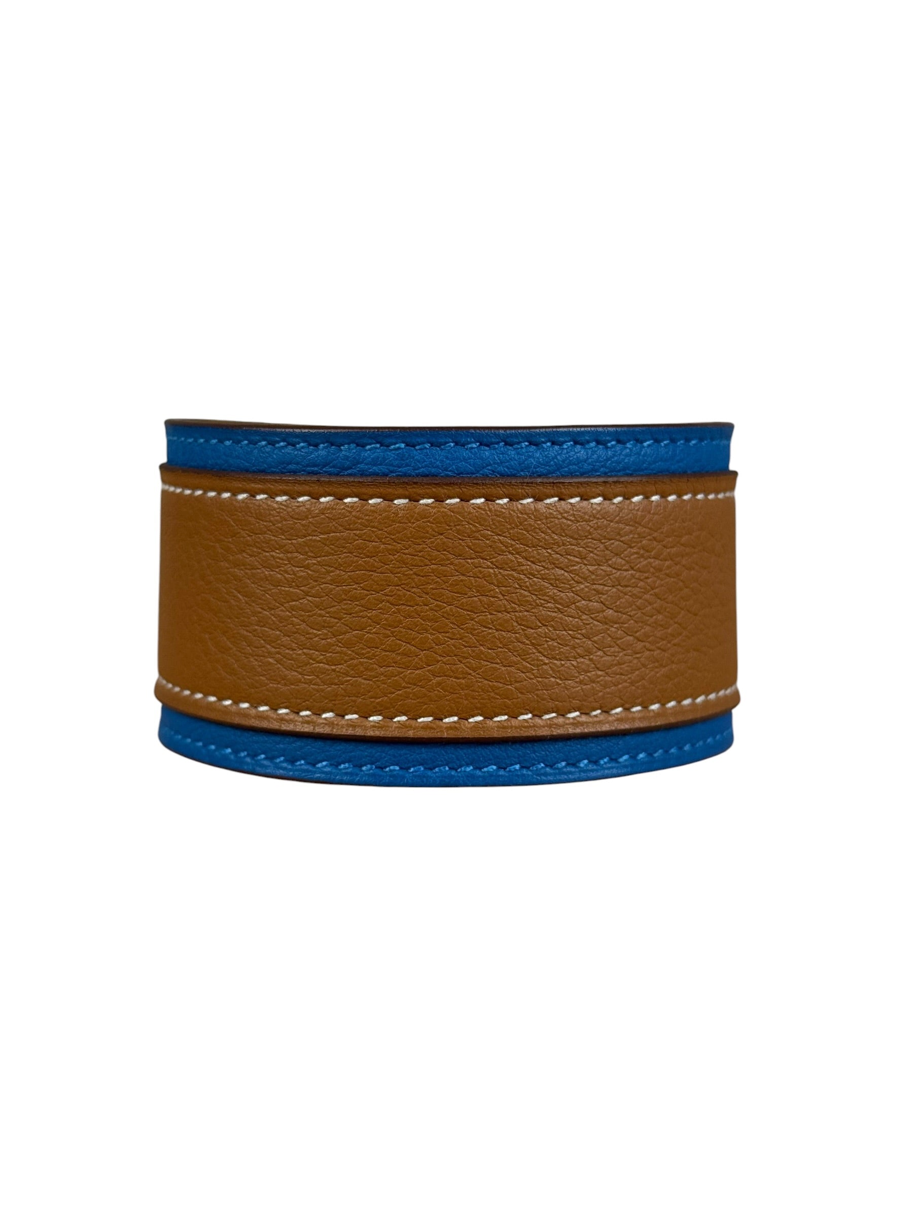 Hermes Blue/Brown Leather Turnlock Bracelet
