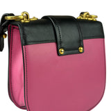 Prada Pink/Black Saffiano Leather Trim Small Cahier Crossbody Bag