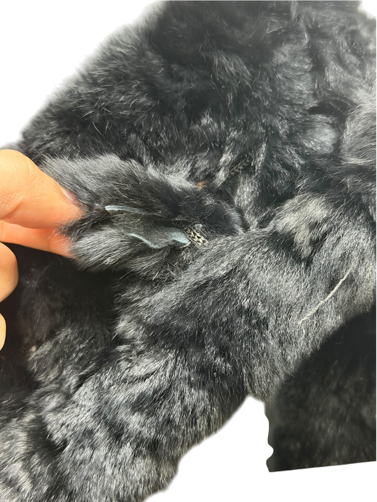 Vintage Black Lattice-Knotted Rabbit Fur Stole/Shawl