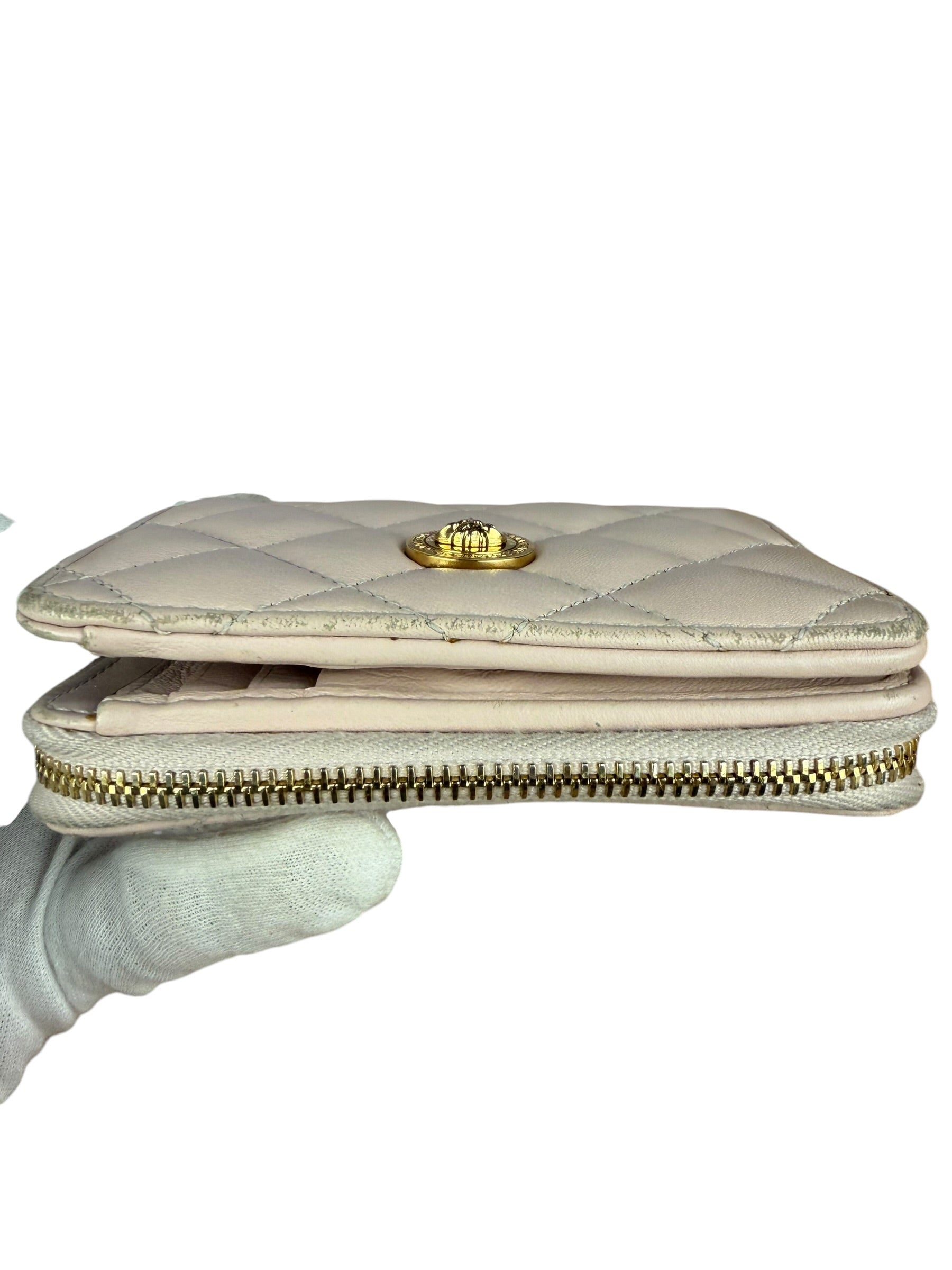 Versace Pink Leather Medusa Quilted Bifold Wallet