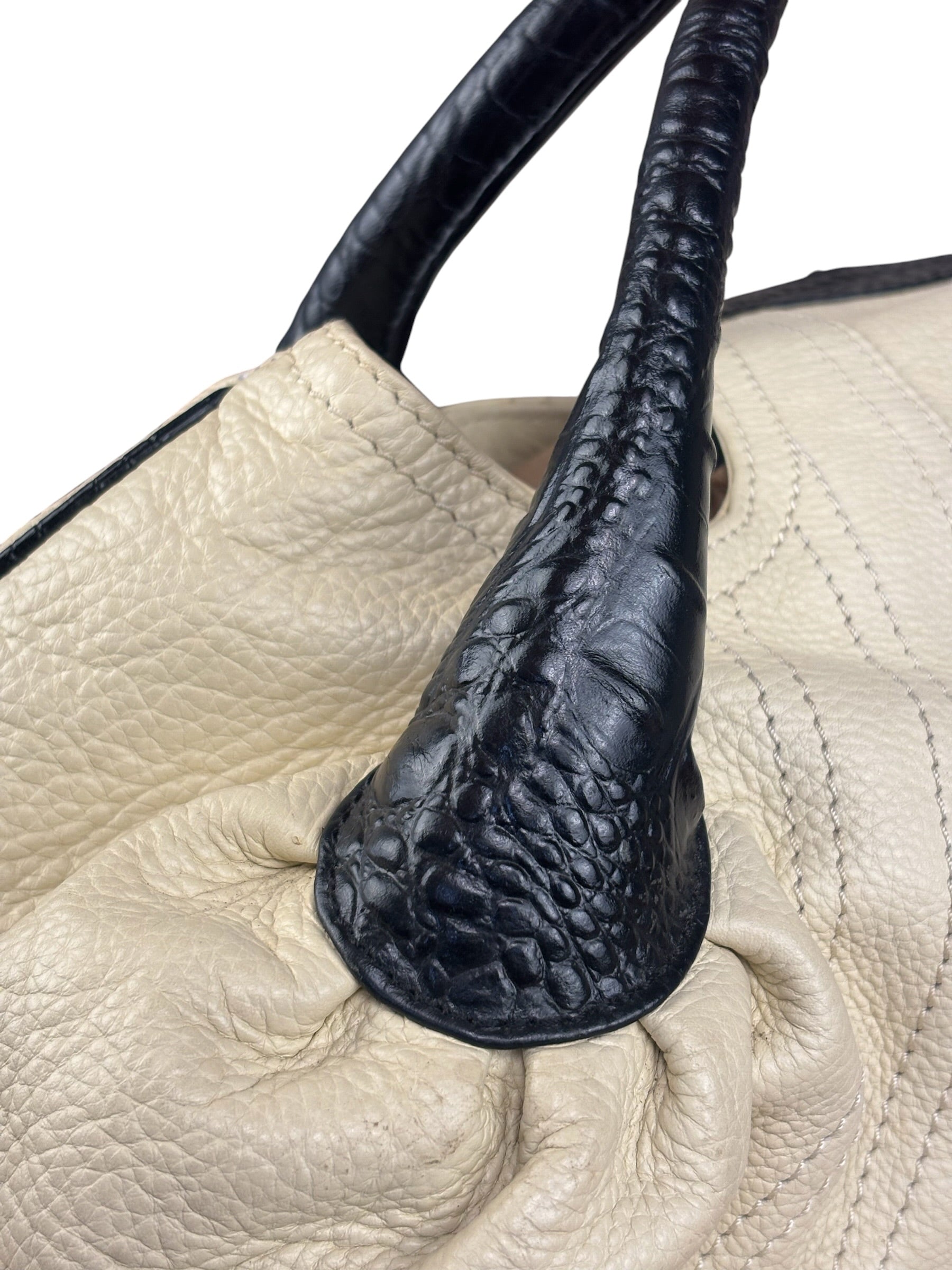 Fendi Off-White Grained Leather Spy Shoulder Bag