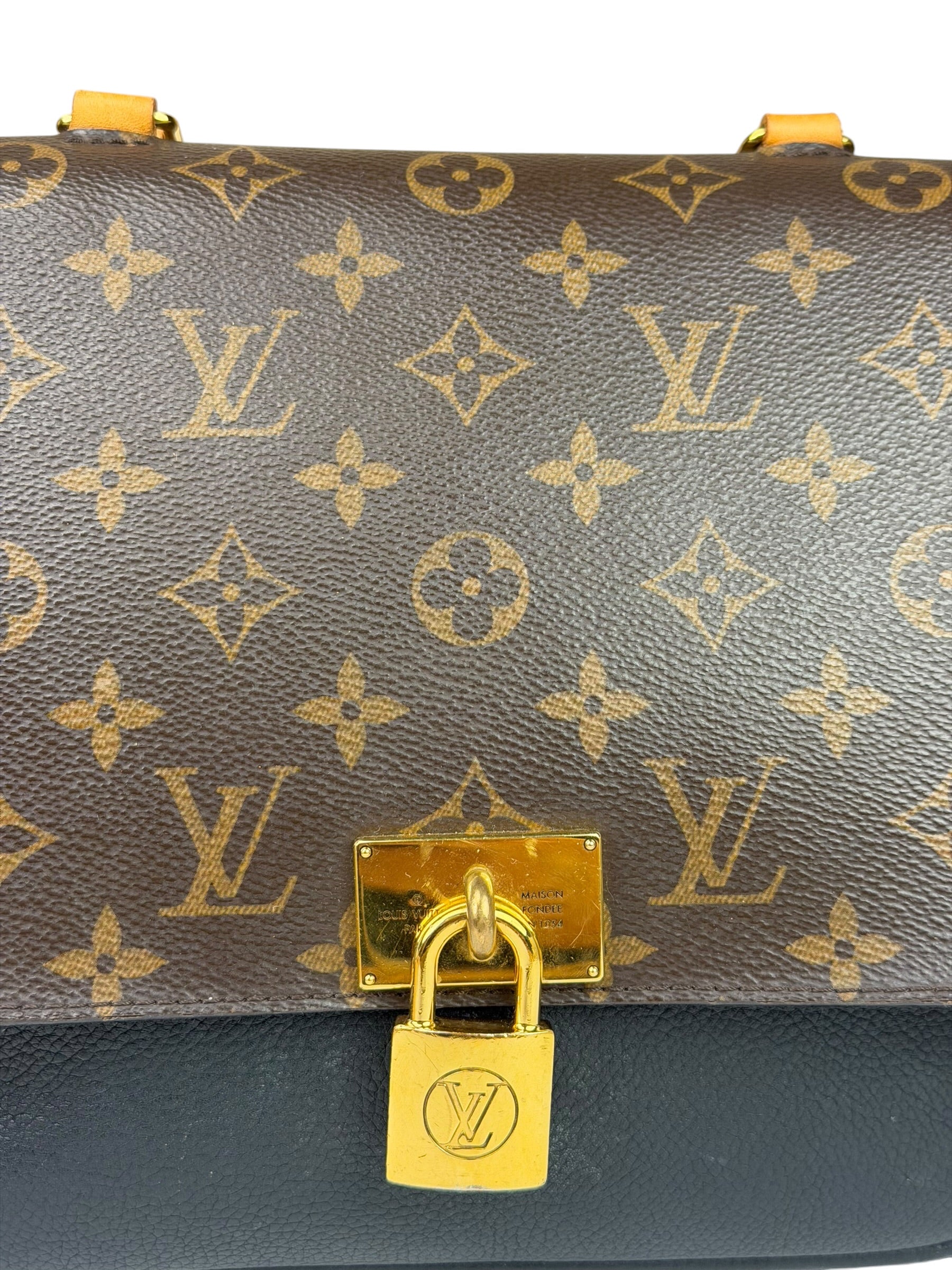 Louis Vuitton Black Leather/ Monogram Marignan 2Way Bag