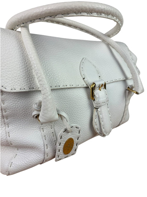 Fendi White Leather Selleria Linda Shoulder Bag