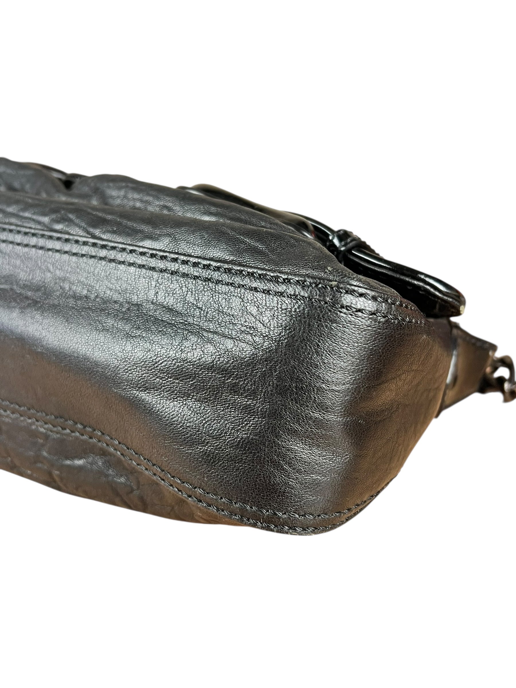 Fendi Black Patent Buckle Leather Shoulder Bag
