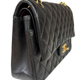 Chanel Black Quilted Leather Classic Medium Double Flap Bag 2014
