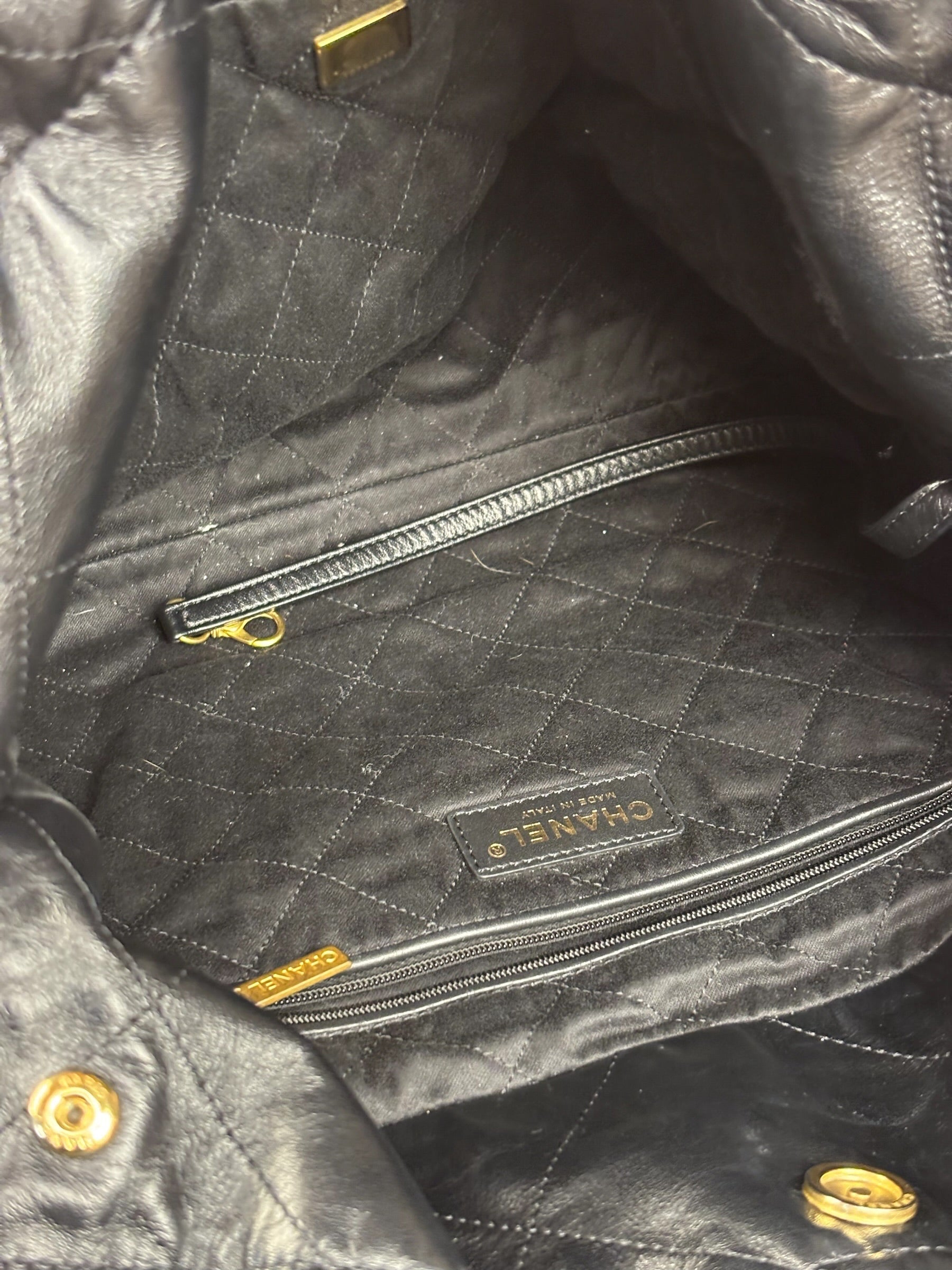Chanel Black Quilted Leather 22 Chain Hobo Bag 2021