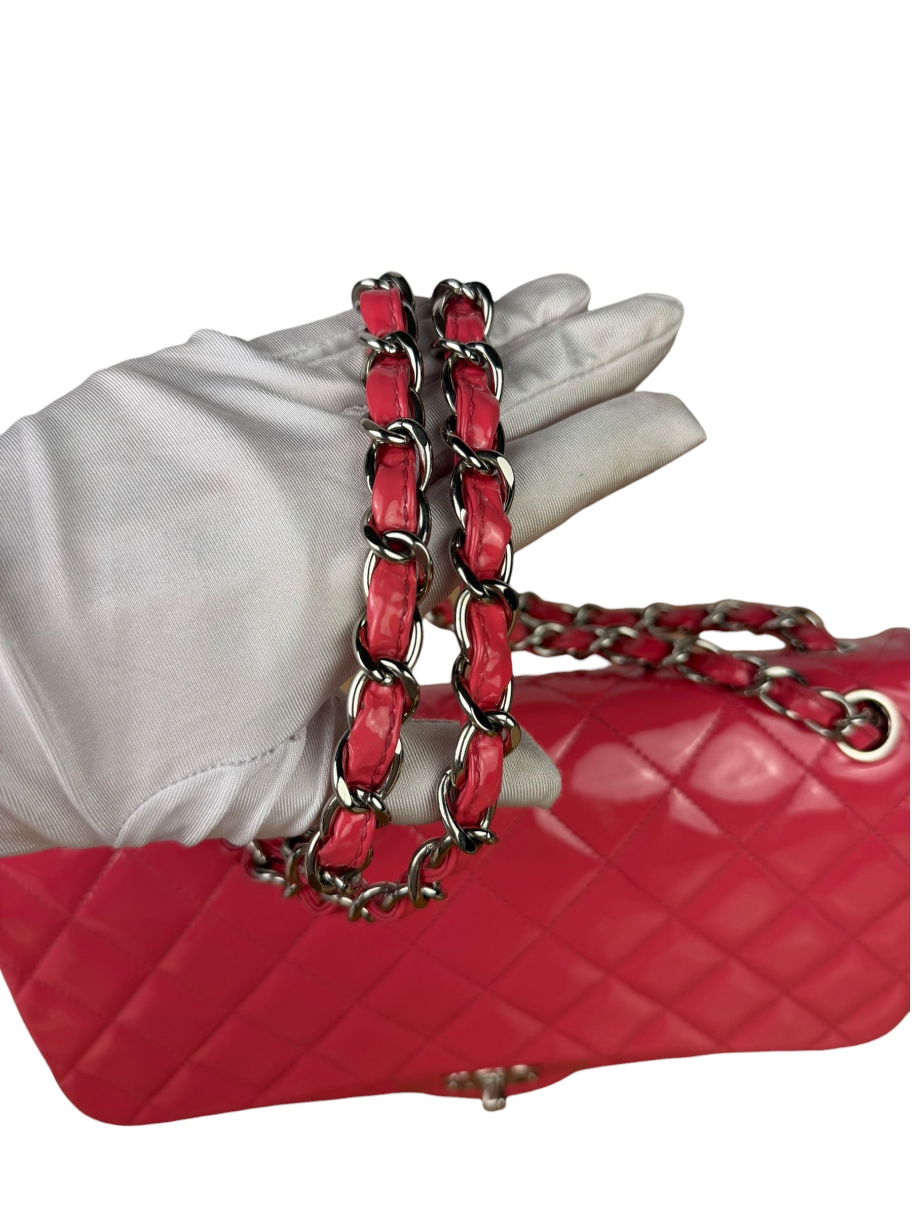 Chanel Pink Patent Leather Double Flap Bag 2012