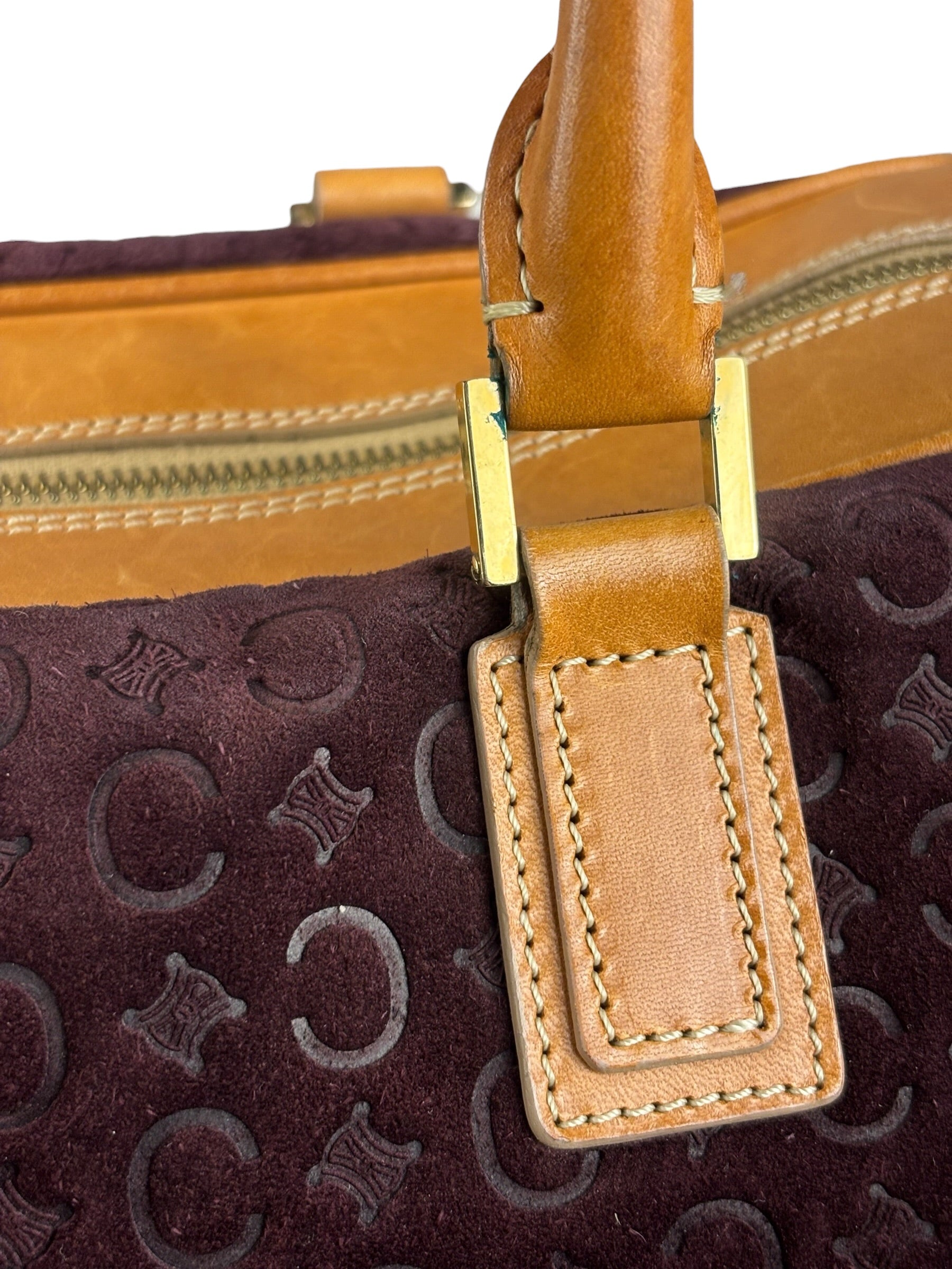 Celine Vintage Suede Macadam Leather Bowler Bag