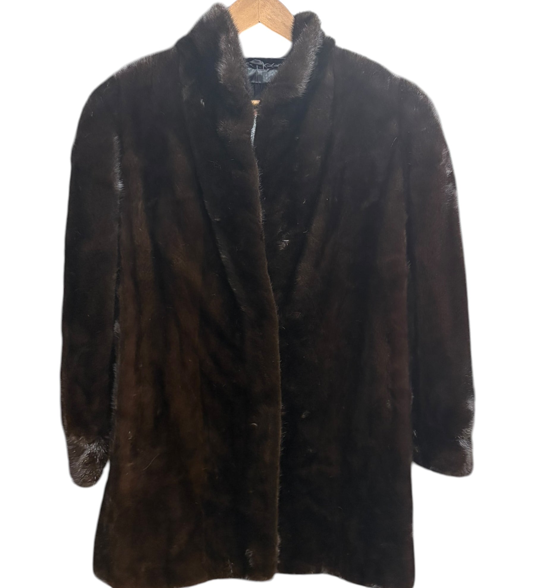 Vintage Saga Ranched Mink Dark Brown Fur Coat