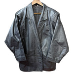 Vintage Black Leather Blazer Coat