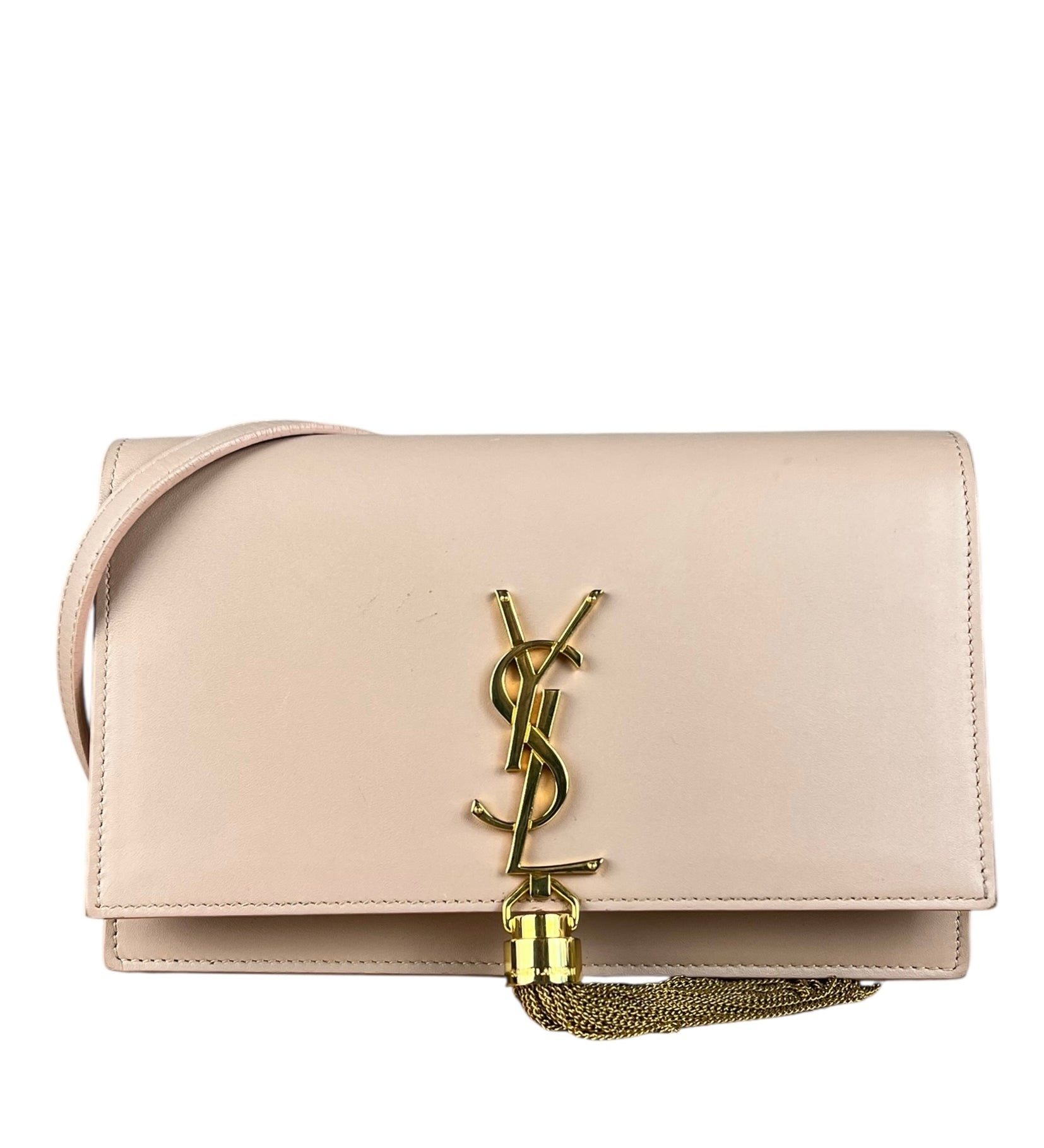 Saint Laurent Smooth Calfskin Monogram Kate Tassel Chain Pink