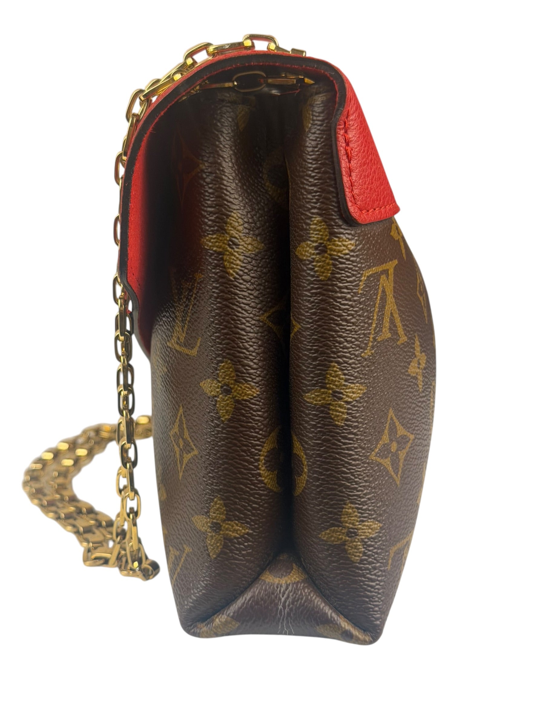 Louis Vuitton LV Monogram Red Leather Pallas Chain Bag