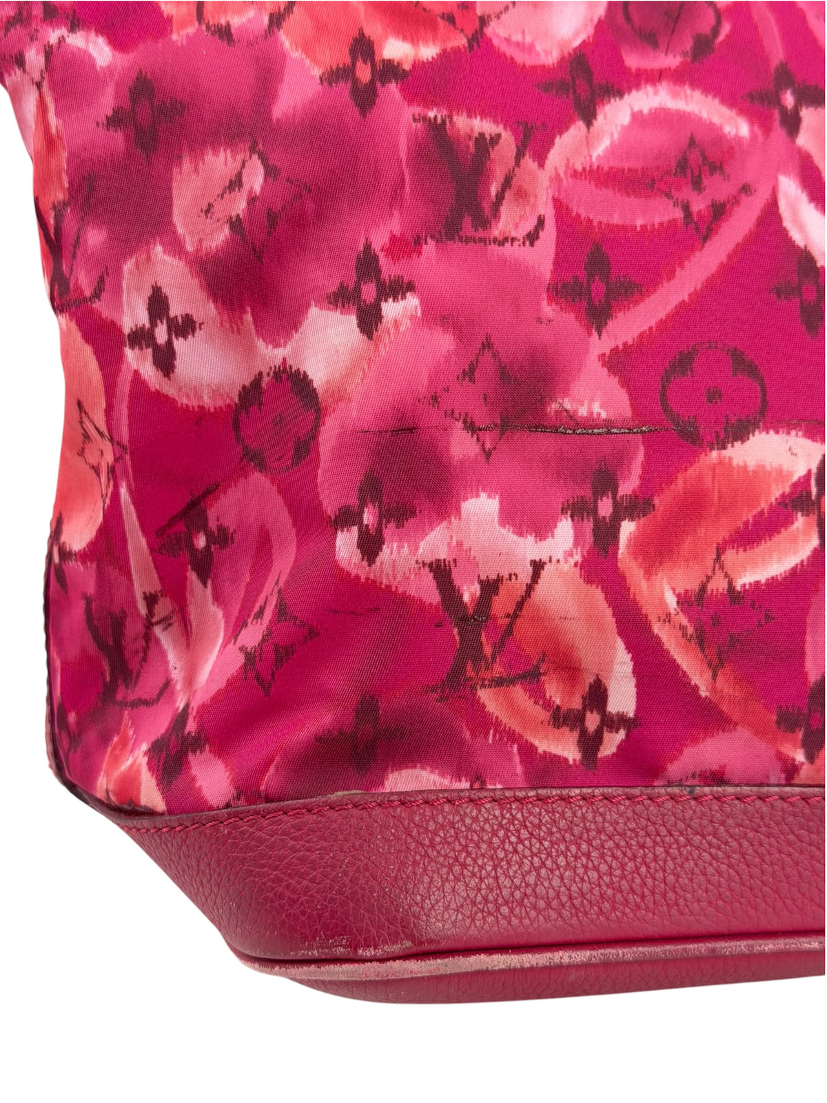 Louis Vuitton Pink Leather Trim Floral Ikat Noefull PM