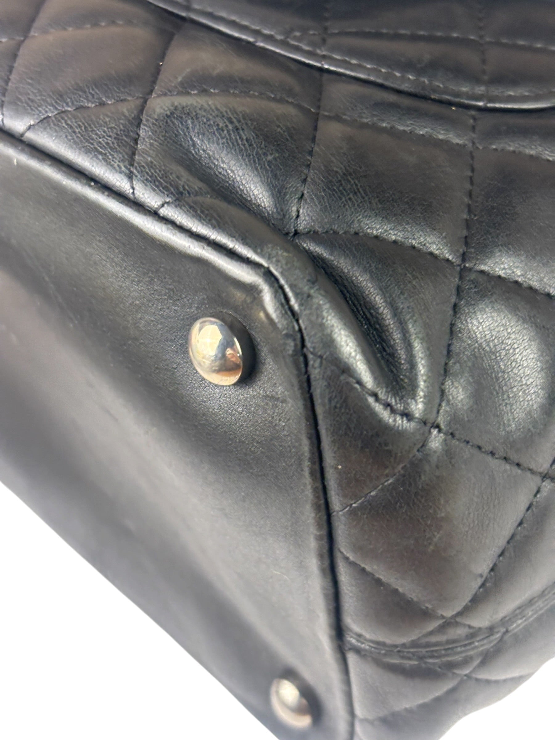 Chanel Black Quilted Leather CC Cambon Ligne Tote 2000s