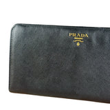 Prada Saffiano Leather Snap Long Wallet Black