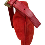 Fendi Red Suede Baguette Crossbody Bag