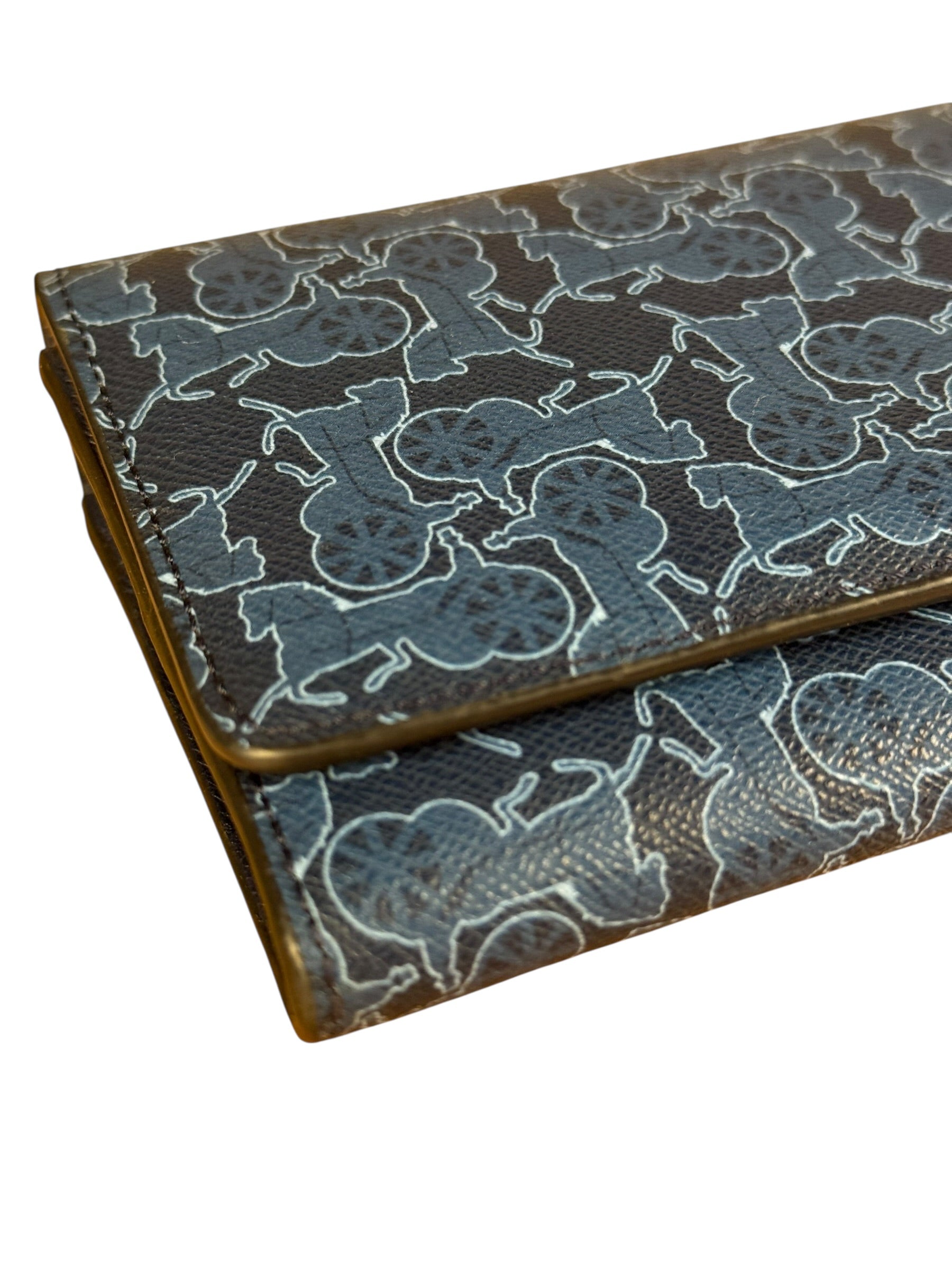 Celine Blue Coated Canvas Long Wallet